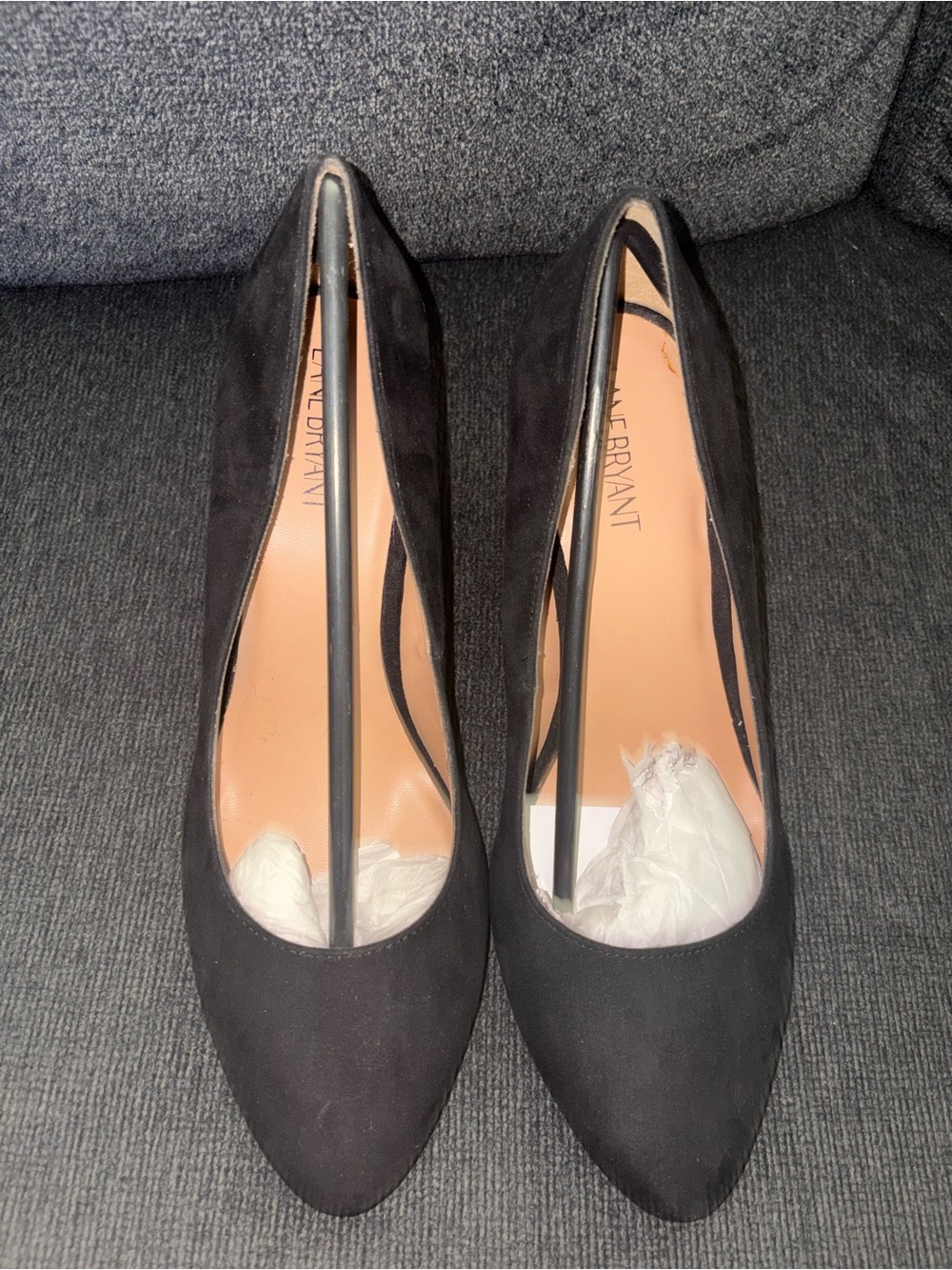 Lane Bryant Black Pointed-Toe Suede Chunky Pumps size 11W